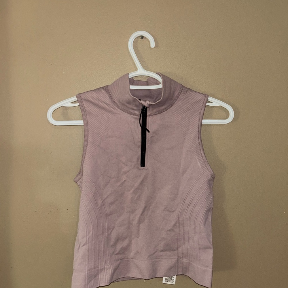 Reitmans Pink Fitted Crop Tank Top with Mandarin Collar